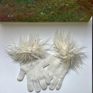 White Furry Gloves